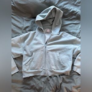 TNA cozy fleece zip boxy boyfriend hoodie
